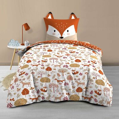 DOUCEUR D'INTÉRIEUR Housse de Couette Enfant 140 x 200 cm + 1 Taie – ROXY – 42 fils – Réversible avec Taie Tête de Renard Orange - Publicité DOUCEUR D'INTÉRIEUR Housse de Couette Enfant 140 x 200 cm + 1 Taie – ROXY – 42 fils – Réversible avec Taie Tête de Renard Orange - Publicité