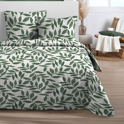 LOVELY CASA Parure de lit 3 pièces microfibre feuillage housse + taies Vert 240x220 cm Vert - Publicité LOVELY CASA Parure de lit 3 pièces microfibre feuillage housse + taies Vert 240x220 cm Vert - Publicité