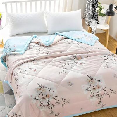 AMRINUGL Couvre-lit 200x220 cm microfibre motif plum blossom réversible été 2 personnes Label Rose - Publicité AMRINUGL Couvre-lit 200x220 cm microfibre motif plum blossom réversible été 2 personnes Label Rose - Publicité