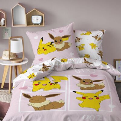 Pokemon Parure de lit enfant 100% Coton - POKÉMON EVOLI - Rose - 140x200+63x63cm Rose - Publicité Pokemon Parure de lit enfant 100% Coton - POKÉMON EVOLI - Rose - 140x200+63x63cm Rose - Publicité