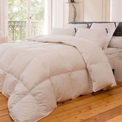 ALPES BLANC - Couette Naturelle 90% Duvet 300 gr - Enveloppe Coton - 240x260cm - Fabrication française - Chaude Légère Réspirante Blanc - Publicité ALPES BLANC - Couette Naturelle 90% Duvet 300 gr - Enveloppe Coton - 240x260cm - Fabrication française - Chaude Légère Réspirante Blanc - Publicité