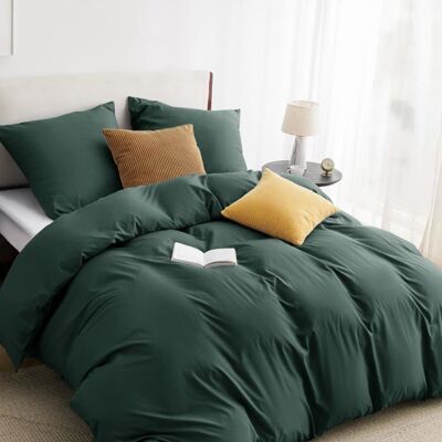 Parure de couette – Housse de couette et Taies d’oreiller - Bedsure - Vert colvert - 240x220cm - Lot de 3 pièces - Brossage Vert - Publicité Parure de couette – Housse de couette et Taies d’oreiller - Bedsure - Vert colvert - 240x220cm - Lot de 3 pièces - Brossage Vert - Publicité