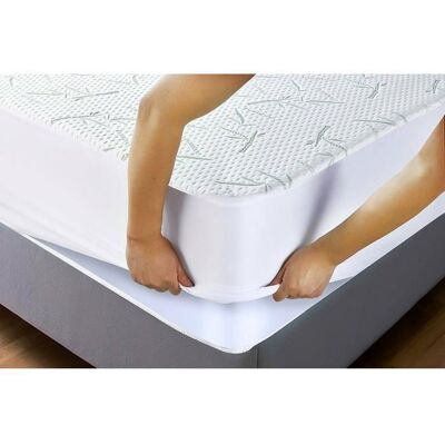 UMBERTO RAVELLI Protège Matelas - BAMBOU - 160 x 200 cm - Imperméable - Bonnet 35 cm - Naturel Vert - Publicité UMBERTO RAVELLI Protège Matelas - BAMBOU - 160 x 200 cm - Imperméable - Bonnet 35 cm - Naturel Vert - Publicité