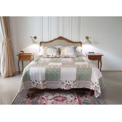 DECORATION D'AUTREFOIS Boutis Patchwork Vert Jadis - 230x250 cm - Boutis 2 places avec 2 taies 65x65cm - Couvre-lit Matelassé - Autrefois Vert - Publicité DECORATION D'AUTREFOIS Boutis Patchwork Vert Jadis - 230x250 cm - Boutis 2 places avec 2 taies 65x65cm - Couvre-lit Matelassé - Autrefois Vert - Publicité