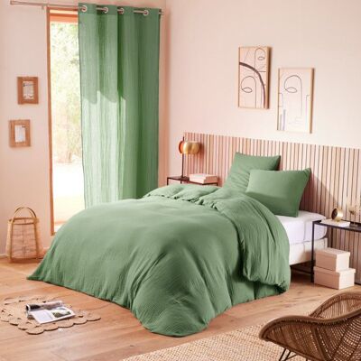 COTON PUR Parure de couette Noah Gaze de Coton 260 x 240 pour lit 2 Places King Size 160 à 180 cm - Noah Olive Vert - Publicité COTON PUR Parure de couette Noah Gaze de Coton 260 x 240 pour lit 2 Places King Size 160 à 180 cm - Noah Olive Vert - Publicité