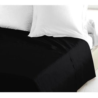 Drap Plat - LOVELY HOME - 100% coton - 180 x 290 cm - Noir Noir - Publicité Drap Plat - LOVELY HOME - 100% coton - 180 x 290 cm - Noir Noir - Publicité