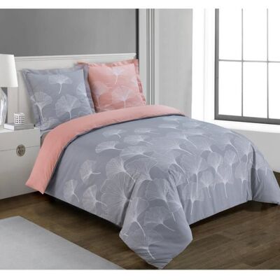VISION - Parure housse de couette - Ginko Gris 260x240cm - 100% coton Gris - Publicité VISION - Parure housse de couette - Ginko Gris 260x240cm - 100% coton Gris - Publicité