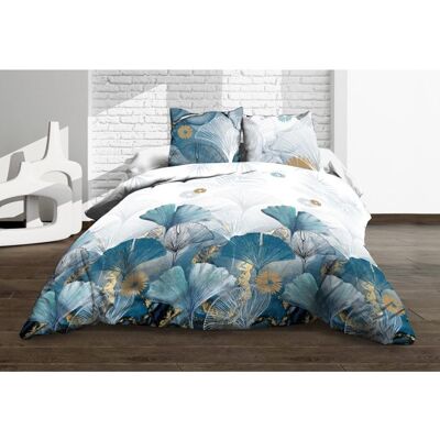 Ginko bleu - Ensemble de literie en coton - 140x190cm, 57 fils - Publicité Ginko bleu - Ensemble de literie en coton - 140x190cm, 57 fils - Publicité