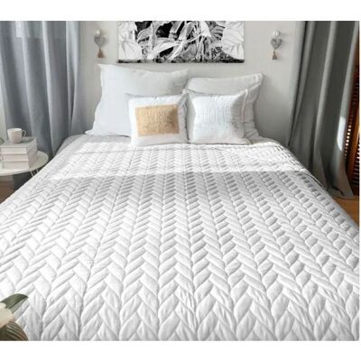 Eden Couvre-lit en microfibre effet tresse 240 x 220 cm Blanc Blanc - Publicité Eden Couvre-lit en microfibre effet tresse 240 x 220 cm Blanc Blanc - Publicité