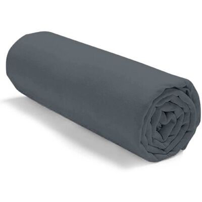 ALPES BLANC - Drap housse Gris foncé 160x200 coton 57 fils - Fabrication française – Bonnet 30 cm – Doux durable grand teint Gris - Publicité ALPES BLANC - Drap housse Gris foncé 160x200 coton 57 fils - Fabrication française – Bonnet 30 cm – Doux durable grand teint Gris - Publicité