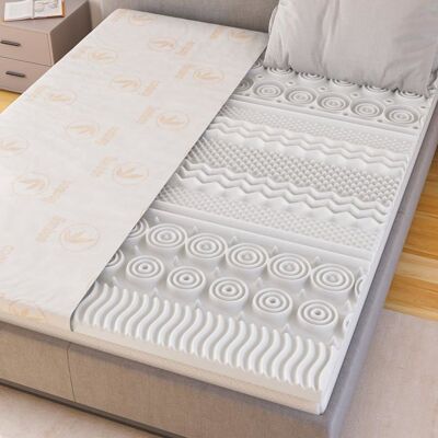 CATAVANA - Surmatelas 90x200 cm - Mousse à Mémoire de Forme 5 cm + Housse Bambou - Confort Ergonomique avec 13 Zones de Soutien Blanc - Publicité CATAVANA - Surmatelas 90x200 cm - Mousse à Mémoire de Forme 5 cm + Housse Bambou - Confort Ergonomique avec 13 Zones de Soutien Blanc - Publicité