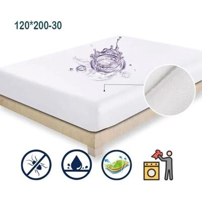 AUCUNEARY Protège matelas 120x200-30cm Alèse Imperméable et Micro Respirante Souple et Silencieux Étiquette Blanc - Publicité AUCUNEARY Protège matelas 120x200-30cm Alèse Imperméable et Micro Respirante Souple et Silencieux Étiquette Blanc - Publicité