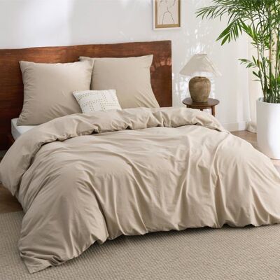 Parure de lit - Housse de couette - Bedsure - 100%Cotton - Peau de Daim - 200x200cm - 3 Pcs - Indispensable pour lété Marron - Publicité Parure de lit - Housse de couette - Bedsure - 100%Cotton - Peau de Daim - 200x200cm - 3 Pcs - Indispensable pour lété Marron - Publicité