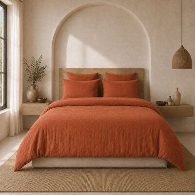 LES ATELIERS DU LINGE Parure de couette 3 pcs 260x240 100% gaze de coton lavé safran minéral Jaune - Publicité LES ATELIERS DU LINGE Parure de couette 3 pcs 260x240 100% gaze de coton lavé safran minéral Jaune - Publicité