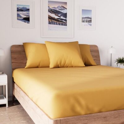 Soleil d'ocre Drap housse en coton moutarde - Publicité Soleil d'ocre Drap housse en coton moutarde - Publicité