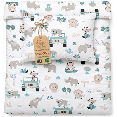 TOTSY BABY Housse de couette enfant 100x135 cm - Coton linge de lit Parure avec housse 100 x 135 cm et taie d’oreiller 40 x 60 cm Afrique Blanc - Publicité TOTSY BABY Housse de couette enfant 100x135 cm - Coton linge de lit Parure avec housse 100 x 135 cm et taie d’oreiller 40 x 60 cm Afrique Blanc - Publicité