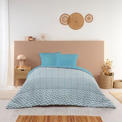 Couette imprimée chaude 140x200cm pour Lit 90x190cm Douceur - Réversible - Microfibre douce - BLEU CALIN Bleu - Publicité Couette imprimée chaude 140x200cm pour Lit 90x190cm Douceur - Réversible - Microfibre douce - BLEU CALIN Bleu - Publicité