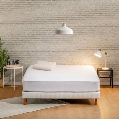 Protège-matelas Alèse Imperméable et respirant 90x190cm - Anti-taches - Bonnet 28cm - BLEU CALIN Blanc - Publicité Protège-matelas Alèse Imperméable et respirant 90x190cm - Anti-taches - Bonnet 28cm - BLEU CALIN Blanc - Publicité