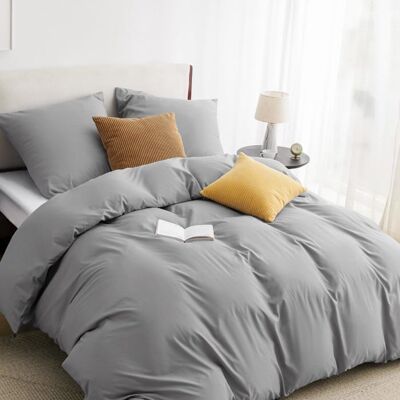 Parure de couette – Housse de couette et Taies d’oreiller-Bedsure-Gris-240x220cm-100% Polyester-Lot de 3 pièces-Brossage Gris - Publicité Parure de couette – Housse de couette et Taies d’oreiller-Bedsure-Gris-240x220cm-100% Polyester-Lot de 3 pièces-Brossage Gris - Publicité