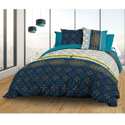 LE LINGE DE JULES Housse de couette 220x240 + 2 taies - Pur coton 57 fils - Biarritz Bleu - Publicité LE LINGE DE JULES Housse de couette 220x240 + 2 taies - Pur coton 57 fils - Biarritz Bleu - Publicité