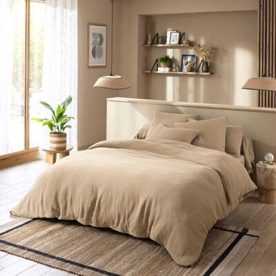 Housse de couette 200x200 gaze de coton beige Terre de Nuit NOA Beige - Publicité Housse de couette 200x200 gaze de coton beige Terre de Nuit NOA Beige - Publicité