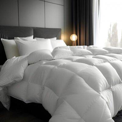 ALPES BLANC - Couette naturelle hiver 360 g/m² 200x200 cm - 30% duvet 70% plumes – Chaude et gonflante - Fabrication française Blanc - Publicité ALPES BLANC - Couette naturelle hiver 360 g/m² 200x200 cm - 30% duvet 70% plumes – Chaude et gonflante - Fabrication française Blanc - Publicité