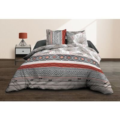 LE LINGE DE JULES Housse de couette 220x240 + 2 taies - Pur coton 57 fils - Palme Rouge - Publicité LE LINGE DE JULES Housse de couette 220x240 + 2 taies - Pur coton 57 fils - Palme Rouge - Publicité