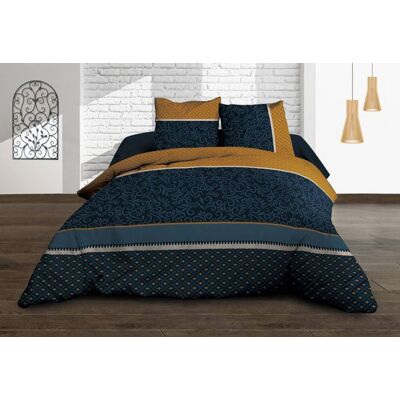 LE LINGE DE JULES Housse de couette 220x240 + 2 taies - Pur coton 57 fils - Alix Bleu - Publicité LE LINGE DE JULES Housse de couette 220x240 + 2 taies - Pur coton 57 fils - Alix Bleu - Publicité