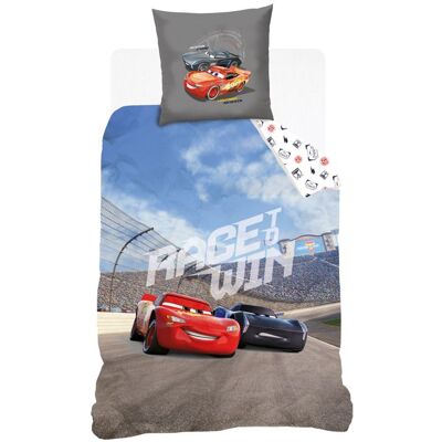 DISNEY - Housse de couette Disney Cars Flash McQueen - 140x200 cm + 1 taie doreiller 63x63 cm - 100% Coton - Bleu Bleu - Publicité DISNEY - Housse de couette Disney Cars Flash McQueen - 140x200 cm + 1 taie doreiller 63x63 cm - 100% Coton - Bleu Bleu - Publicité