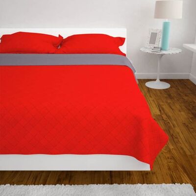 Couvre-lit matelassé double-face - WIENS - 170x210 cm - Rouge et gris - Microfibre avec coton PP - Design losange Rouge - Publicité Couvre-lit matelassé double-face - WIENS - 170x210 cm - Rouge et gris - Microfibre avec coton PP - Design losange Rouge - Publicité