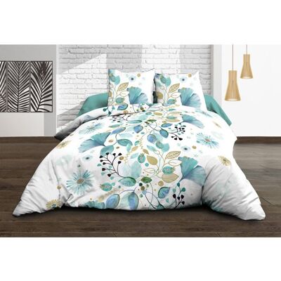 LE LINGE DE JULES Housse de couette 240x260 + 2 taies - Pur coton 57 fils - Bloom Bleu - Publicité LE LINGE DE JULES Housse de couette 240x260 + 2 taies - Pur coton 57 fils - Bloom Bleu - Publicité