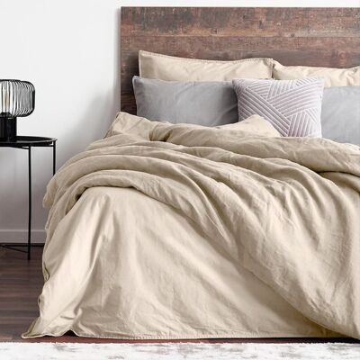 HOME COLLECTION Parure housse de couette 3pcs 240x220 100% lin et coton lavé 57 fils - dune Beige - Publicité HOME COLLECTION Parure housse de couette 3pcs 240x220 100% lin et coton lavé 57 fils - dune Beige - Publicité