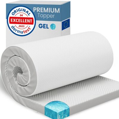 ELONEO Surmatelas Gel 200x200x5 cm Mousse à mémoire de forme gel de 5 cm housse respirante en maille 3D avec élastiques aux coins - Publicité ELONEO Surmatelas Gel 200x200x5 cm Mousse à mémoire de forme gel de 5 cm housse respirante en maille 3D avec élastiques aux coins - Publicité
