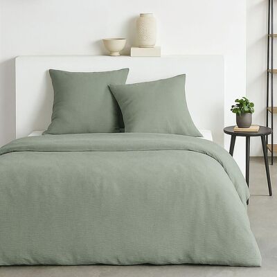 Parure de lit - TODAY - Essential - 2 personnes - 220 x 240 cm - Effet crépon sauge Vert - Publicité Parure de lit - TODAY - Essential - 2 personnes - 220 x 240 cm - Effet crépon sauge Vert - Publicité