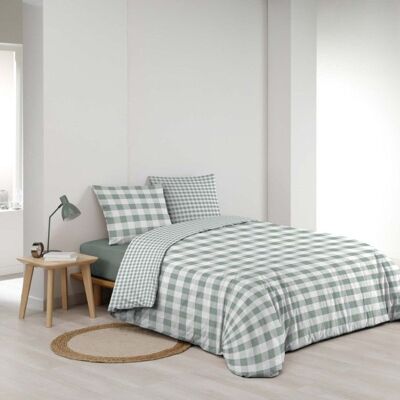 DOUCEUR D'INTÉRIEUR Parure de lit 3 pièces Vichy Vert Sauge 240x220 cm – 100% coton réversible 2 taies 63x63 cm Vert - Publicité DOUCEUR D'INTÉRIEUR Parure de lit 3 pièces Vichy Vert Sauge 240x220 cm – 100% coton réversible 2 taies 63x63 cm Vert - Publicité