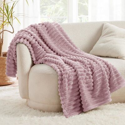 Bedsure Velours Côtelé Fleece - Plaid Chaud pour Chambre & Salon - Style Cocooning - Mauve Pâle - 240x220cm Rose - Publicité Bedsure Velours Côtelé Fleece - Plaid Chaud pour Chambre & Salon - Style Cocooning - Mauve Pâle - 240x220cm Rose - Publicité