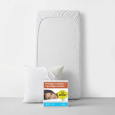SWEET NIGHT Sweetnight - Lot Protège-Matelas 90x190 + 1 Protège-Oreiller 65x65 - Bouclette Éponge Coton Absorbante - Forme Drap Housse Blanc - Publicité SWEET NIGHT Sweetnight - Lot Protège-Matelas 90x190 + 1 Protège-Oreiller 65x65 - Bouclette Éponge Coton Absorbante - Forme Drap Housse Blanc - Publicité