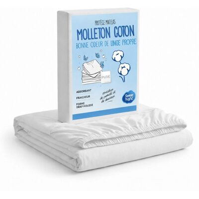 SWEET NIGHT Sweetnight - Protège Matelas 90x190 - Molleton 100% Coton - Senteur Linge Propre aux Perles de Fleurs - Forme Drap Housse Blanc - Publicité SWEET NIGHT Sweetnight - Protège Matelas 90x190 - Molleton 100% Coton - Senteur Linge Propre aux Perles de Fleurs - Forme Drap Housse Blanc - Publicité