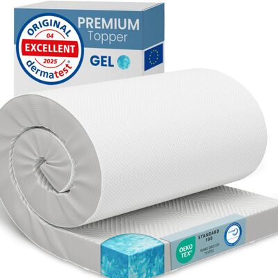 ELONEO Surmatelas Gel 160x200x 8cm Mousse à mémoire de forme gel de 5 cm housse respirante en maille 3D avec élastiques aux coins - Publicité ELONEO Surmatelas Gel 160x200x 8cm Mousse à mémoire de forme gel de 5 cm housse respirante en maille 3D avec élastiques aux coins - Publicité