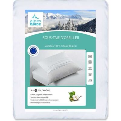 ALPES BLANC Lot de 2 housse protection oreiller 50x70cm coton antistatique Blanc - Publicité ALPES BLANC Lot de 2 housse protection oreiller 50x70cm coton antistatique Blanc - Publicité