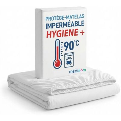 SWEET NIGHT Sweetnight - Protège-matelas 160x190 cm 100% Imperméable - Forme Drap Housse - Lavable à 90°C - Certification Oeko-Tex Blanc - Publicité SWEET NIGHT Sweetnight - Protège-matelas 160x190 cm 100% Imperméable - Forme Drap Housse - Lavable à 90°C - Certification Oeko-Tex Blanc - Publicité