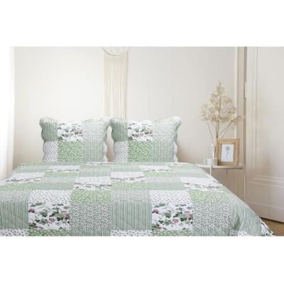 DECORATION D'AUTREFOIS Boutis Patchwork Vert Avril - 230x250 cm - Boutis 2 places avec 2 taies 65x65cm - Couvre-lit Matelassé - Autrefois Vert - Publicité DECORATION D'AUTREFOIS Boutis Patchwork Vert Avril - 230x250 cm - Boutis 2 places avec 2 taies 65x65cm - Couvre-lit Matelassé - Autrefois Vert - Publicité