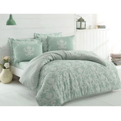 Ensemble de housse de couette verte en coton pur - Linge de lit - Publicité Ensemble de housse de couette verte en coton pur - Linge de lit - Publicité