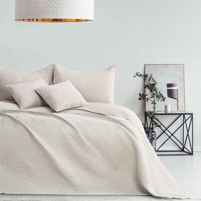 Couvre-lit RESTILO Softa 260x280 cm microfibre beige clair réversible - matelassé ultrasons Beige - Publicité Couvre-lit RESTILO Softa 260x280 cm microfibre beige clair réversible - matelassé ultrasons Beige - Publicité