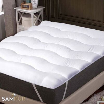 Surmatelas Nuage multizones en microfibre Sampur - Blanc - Publicité Surmatelas Nuage multizones en microfibre Sampur - Blanc - Publicité