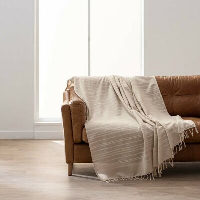 DOUCEUR D'INTÉRIEUR Plaid LILIA 180 x 220 cm - 100% coton - Beige à franges Beige - Publicité DOUCEUR D'INTÉRIEUR Plaid LILIA 180 x 220 cm - 100% coton - Beige à franges Beige - Publicité