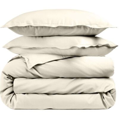 ALPES BLANC - Housse de couette Naturel 280x240 percale de coton 80 fils + Taies 65x65 – Fabriquée en Europe - Doux et résistant Beige - Publicité ALPES BLANC - Housse de couette Naturel 280x240 percale de coton 80 fils + Taies 65x65 – Fabriquée en Europe - Doux et résistant Beige - Publicité