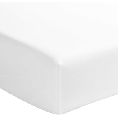 Drap housse blanc 100% satin de coton bonnet 40 cm 140x200 cm - Blanc - Fabriqué en France - Terre de Nuit Blanc - Publicité Drap housse blanc 100% satin de coton bonnet 40 cm 140x200 cm - Blanc - Fabriqué en France - Terre de Nuit Blanc - Publicité