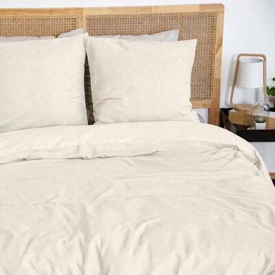 Parure de lit - COTE DECO - Housse de Couette 220x240 cm - 2 Taies 63x63 cm - Beige - Sensation Flanelle Beige - Publicité Parure de lit - COTE DECO - Housse de Couette 220x240 cm - 2 Taies 63x63 cm - Beige - Sensation Flanelle Beige - Publicité