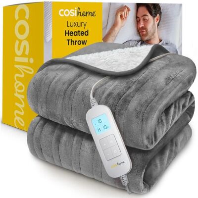 Couverture Chauffante Electrique - COSI HOME - 180x130cm - Gris - 10 Réglages de Température - Minuterie 10h Gris - Publicité Couverture Chauffante Electrique - COSI HOME - 180x130cm - Gris - 10 Réglages de Température - Minuterie 10h Gris - Publicité
